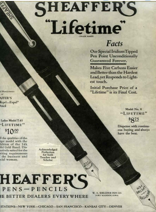 Old Newspaper Adverts for Sheaffer Pen